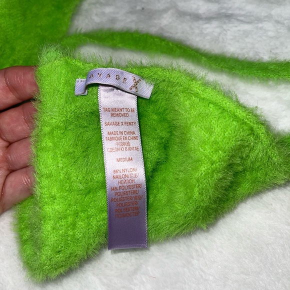 Rihanna Fenty Savage Fuzzy Bikini Lounge Set with Long Cardigan Green Lime Med M - Picture 6 of 6